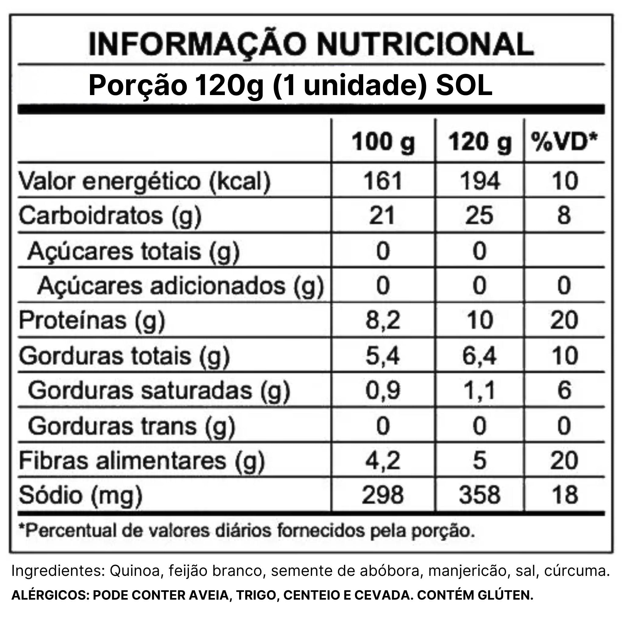 Sol | Hambúrguer Vegano de Feijão Branco e Quinoa (2 unidades)